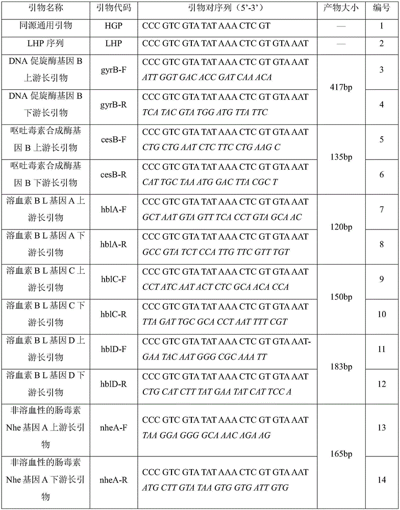 Primer set and kit for detecting bacillus cereus virulence genes by means of multiplex-PCR and detection method thereof