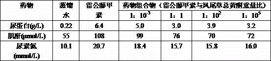 Triptolide and chinese brake herb general flavone combined medicinal composition and preparation and application thereof