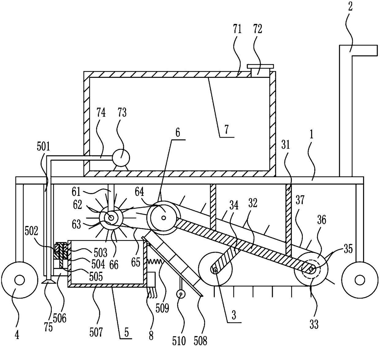 Cement road anti-skid groove cleaning device for road construction