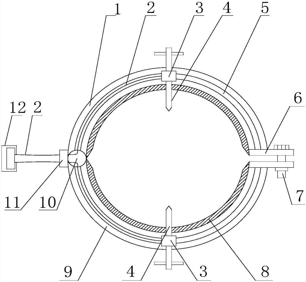 Marking mechanism based on bend for cutting arc-shaped petroleum pipeline