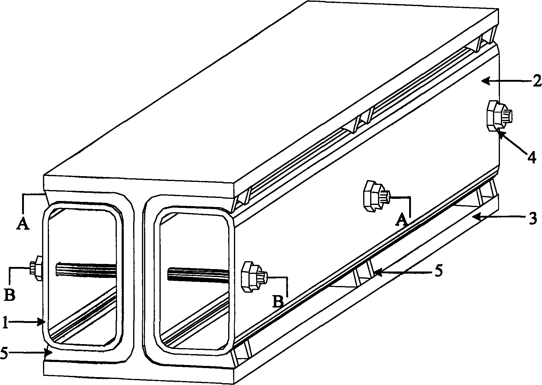 Double-rectangular pipe restraint H-shaped section assembling type bending prevention energy consuming support with ribs