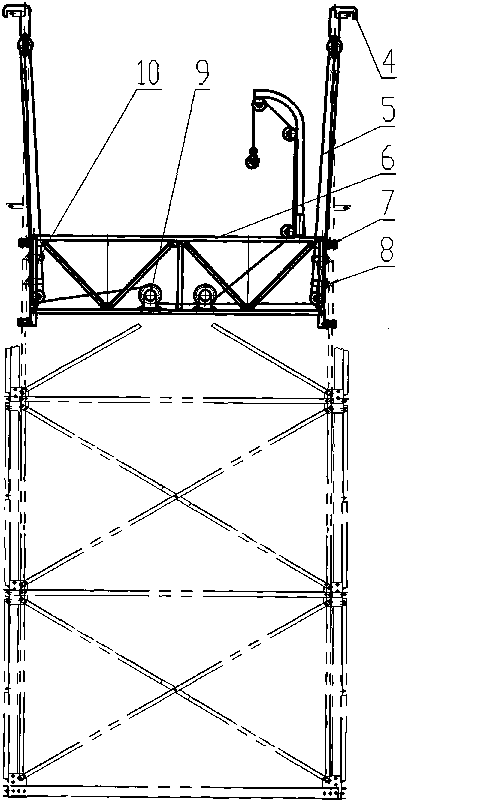 Self-lifting mounting platform for steel head material hoister and mounting method for mounting platform