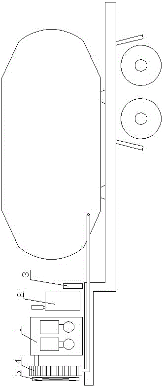 Discharging air source device for combustible powdery material transporting tank truck