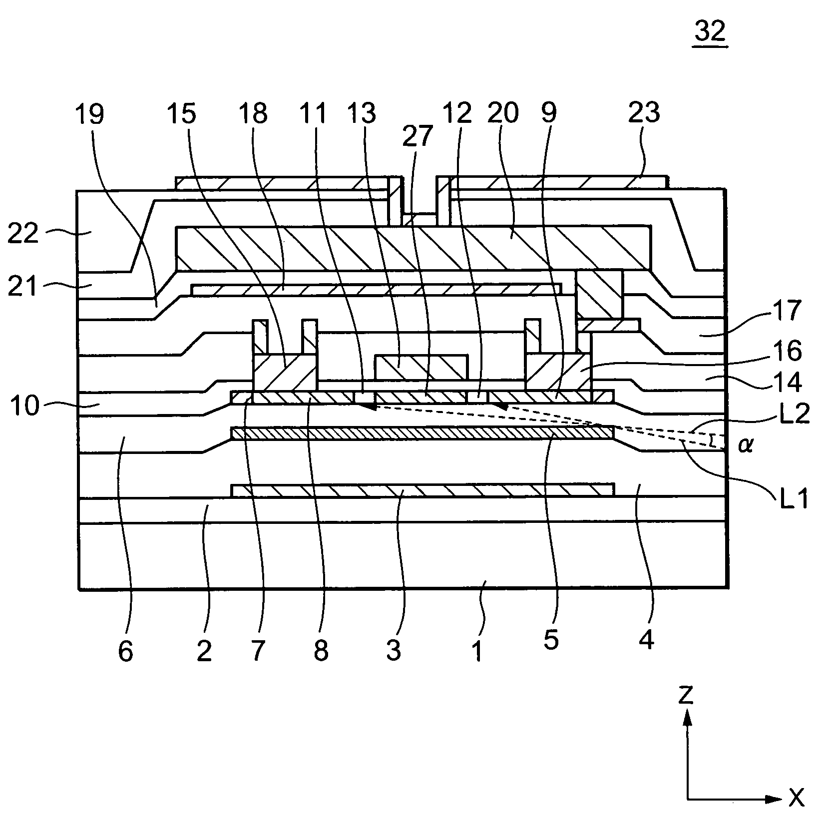 Thin film transistor, TFT substrate and liquid crystal display unit