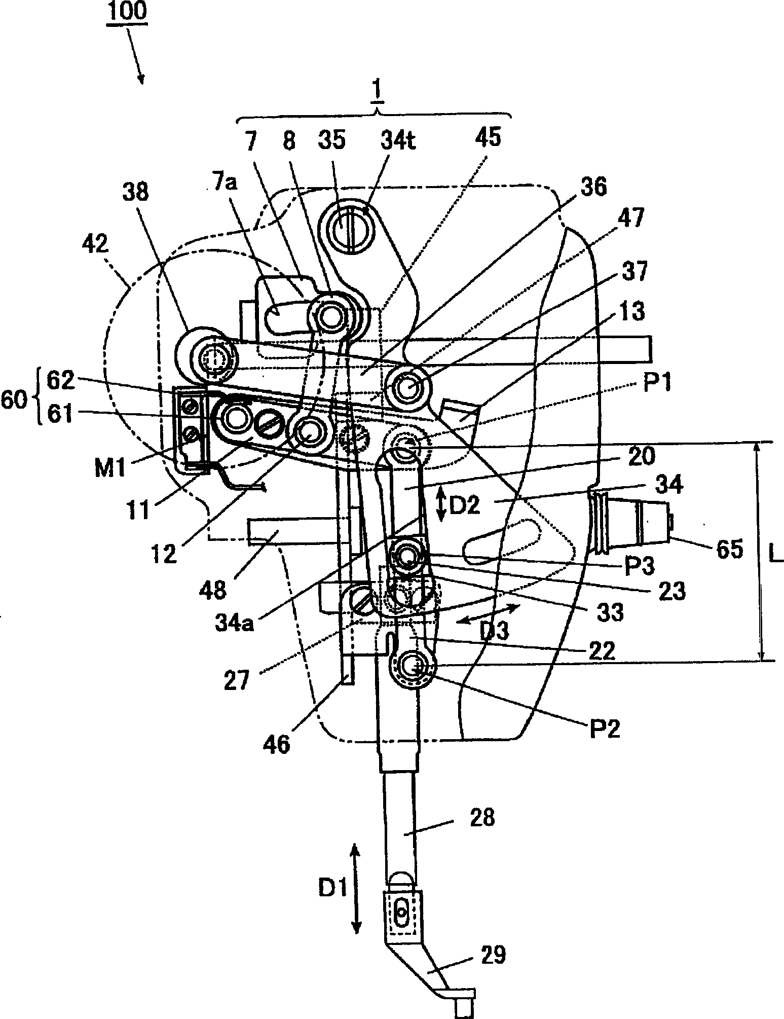 Cloth thickness variety supervisory instrument of sewing machine