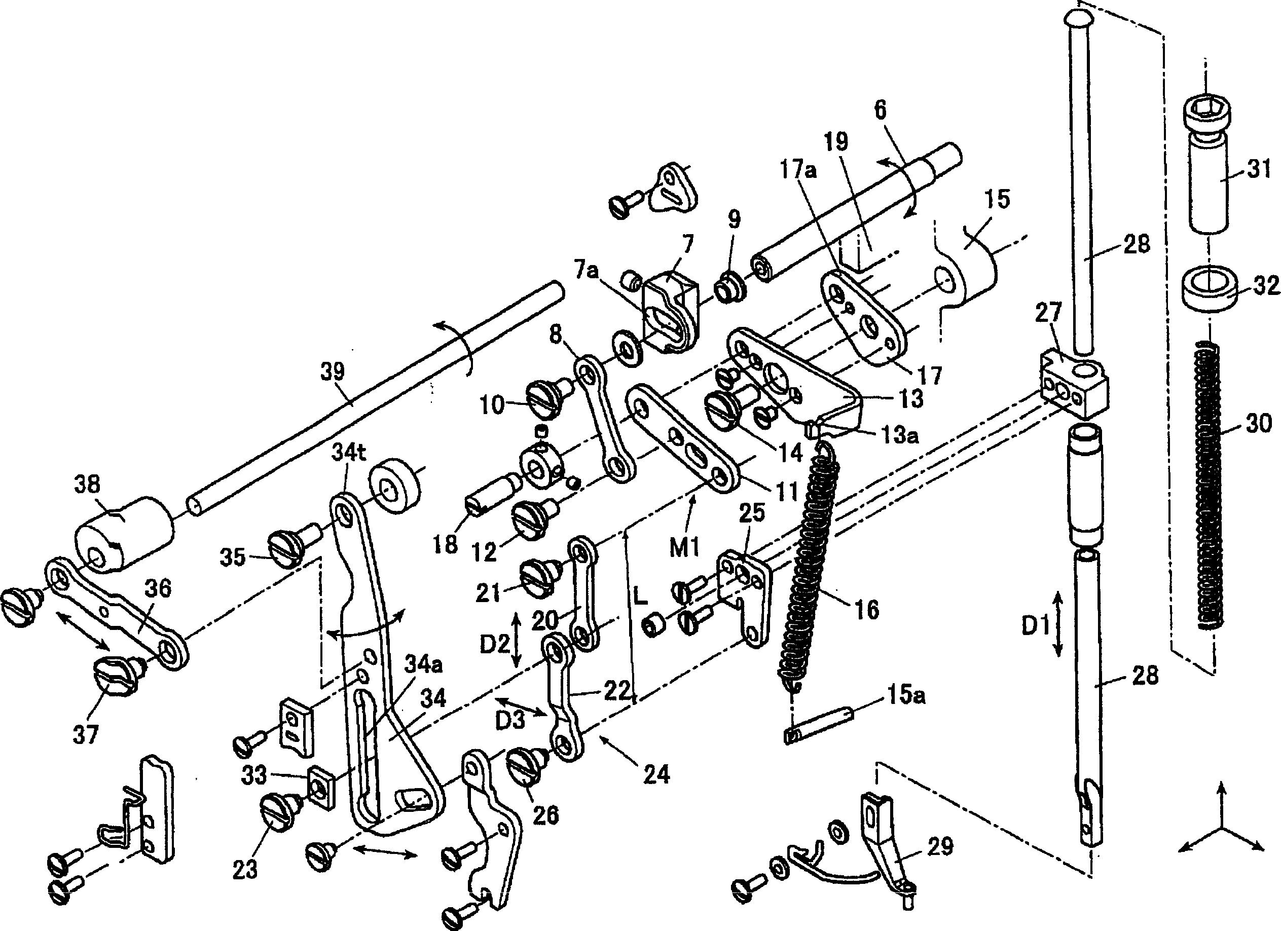 Cloth thickness variety supervisory instrument of sewing machine