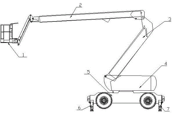 Multi-mode amplitude control system of crank arm type overhead working truck