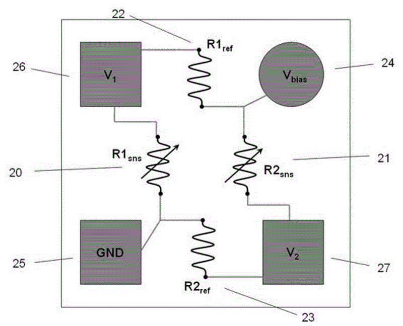 Monolithic reference full bridge magnetic field sensor