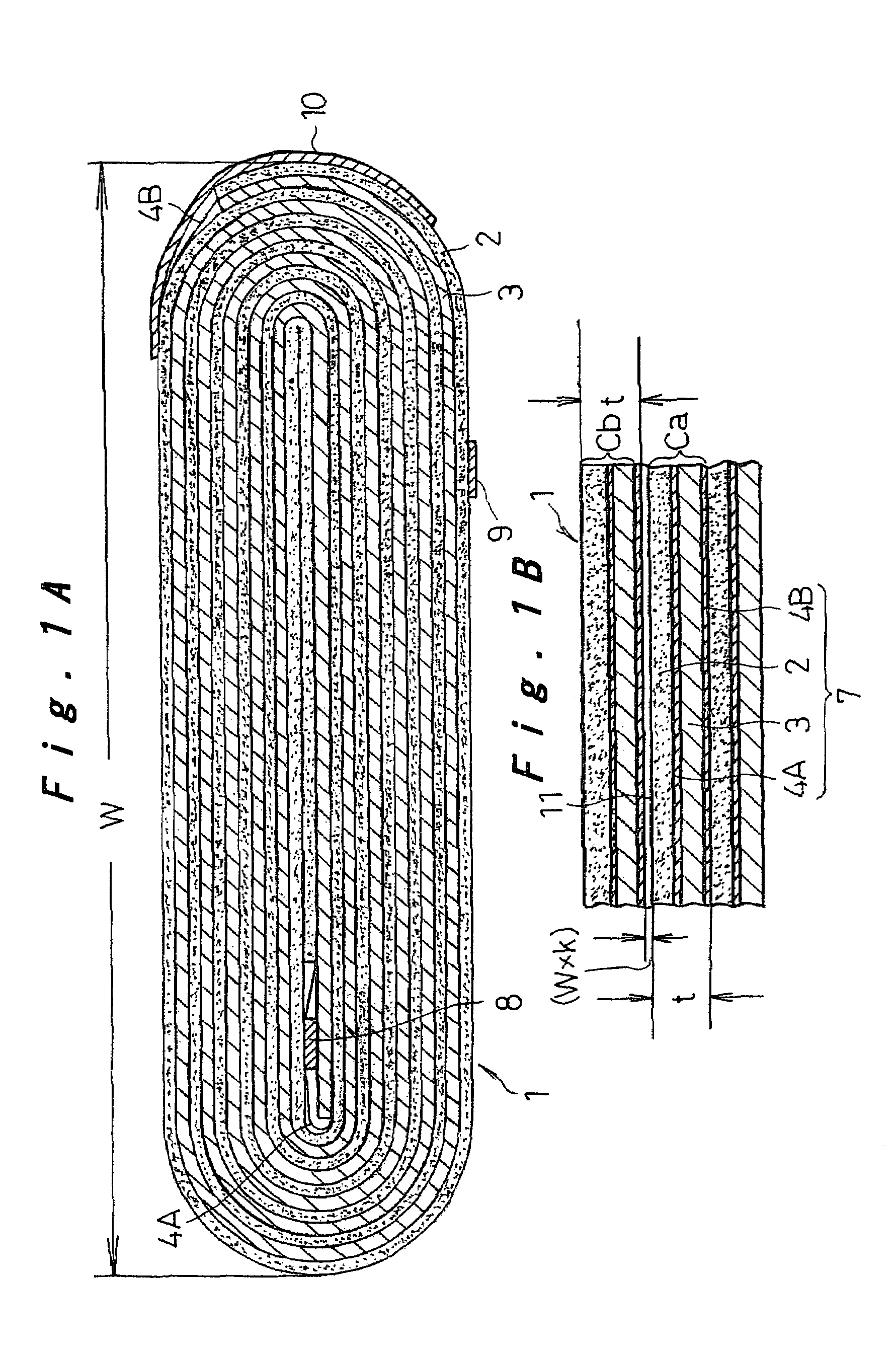 Battery and method for manufacturing spiral electrode group for use therein