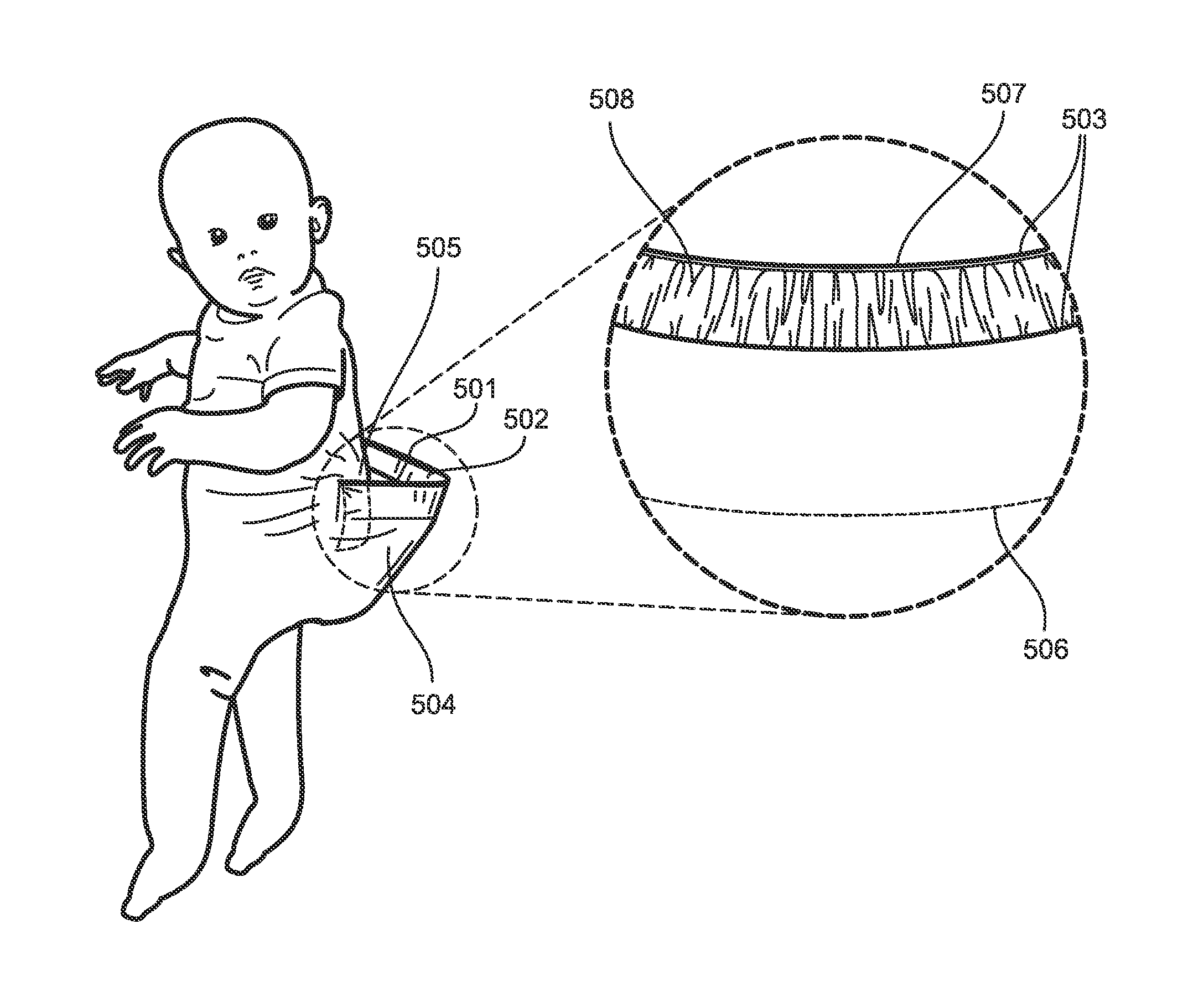 Inspection pocket for baby garment