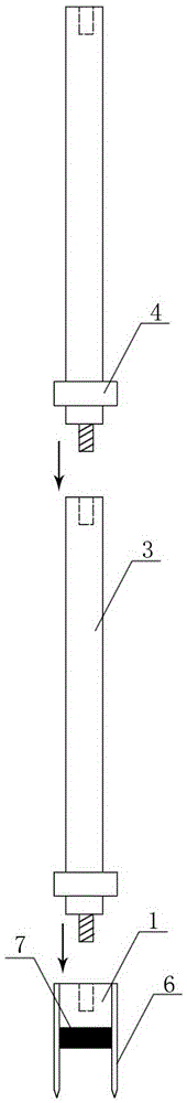 Rod taking device for broken rod of thread connecting rod piece and construction method thereof