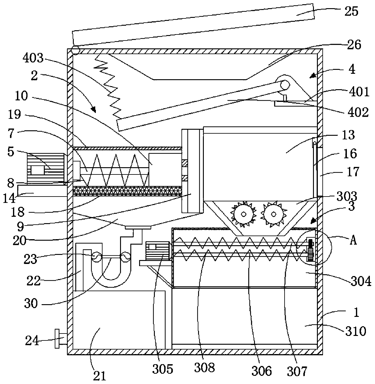 Garbage treatment device with good dry-wet separation effect