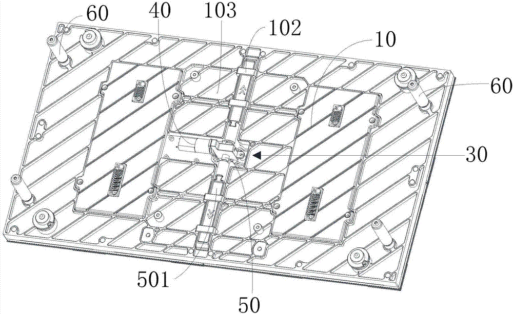 Guide device and self-unloading fall preventing display device