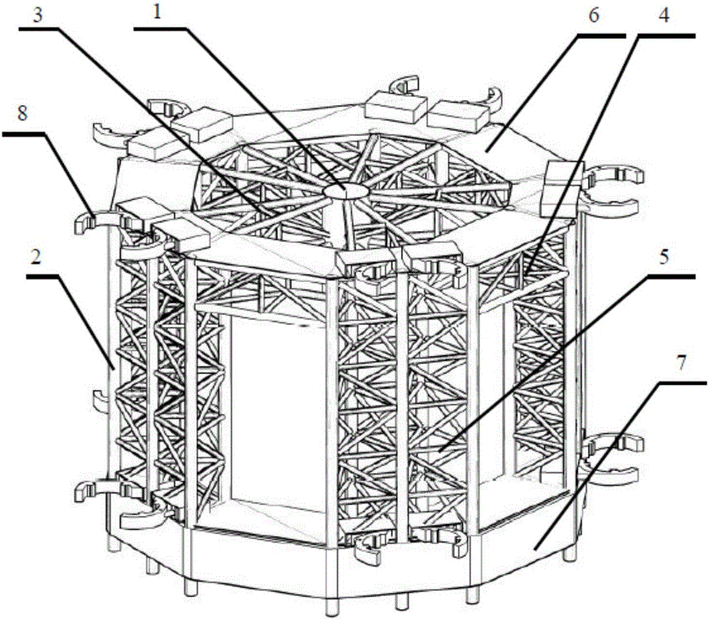 Pile driving limit frame and construction method for offshore wind power foundation pile sinking in intertidal zone