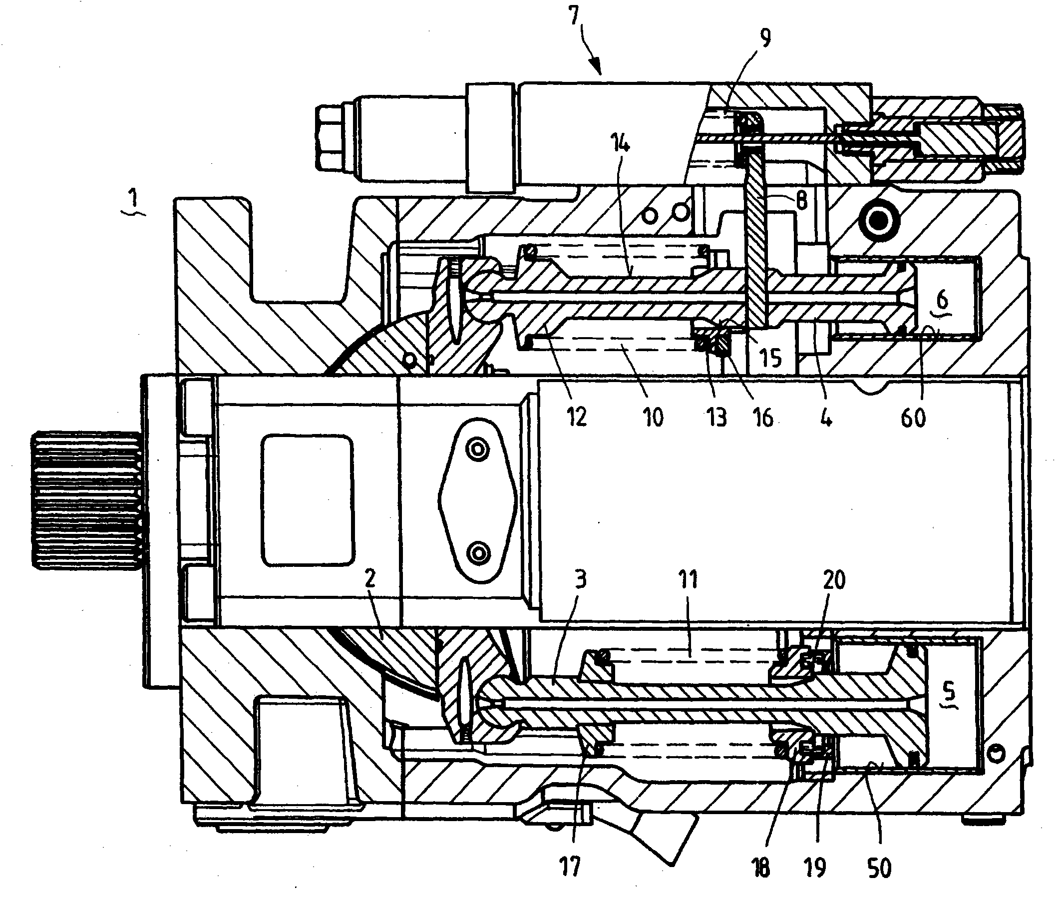 Axial piston machine in a swash-plate construction with an actuating device