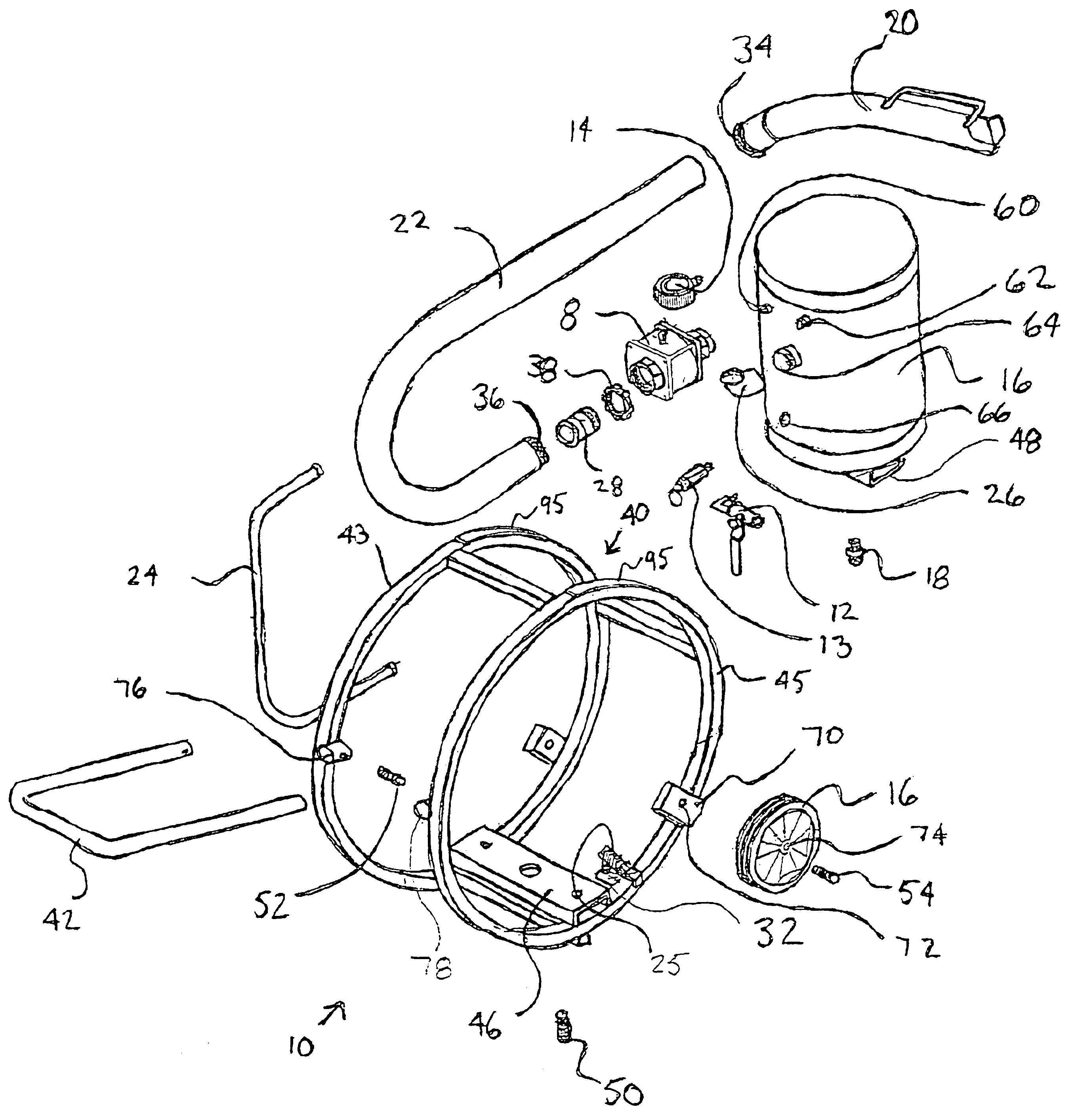 Inflating device for tires