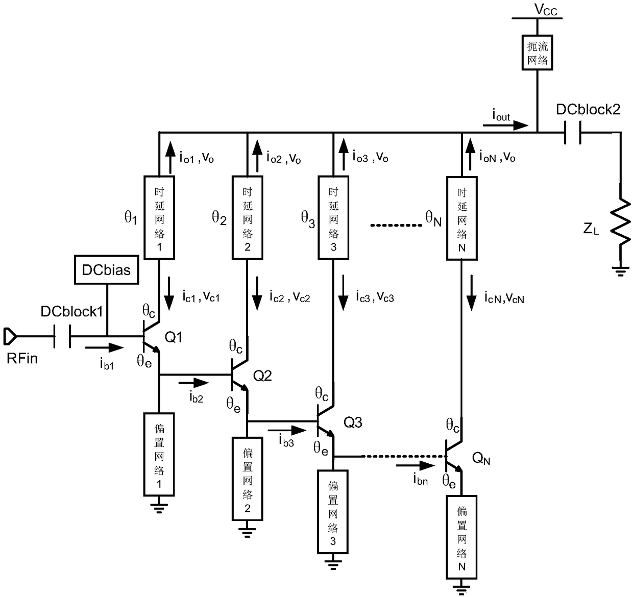 Distributed emitter follower amplifier