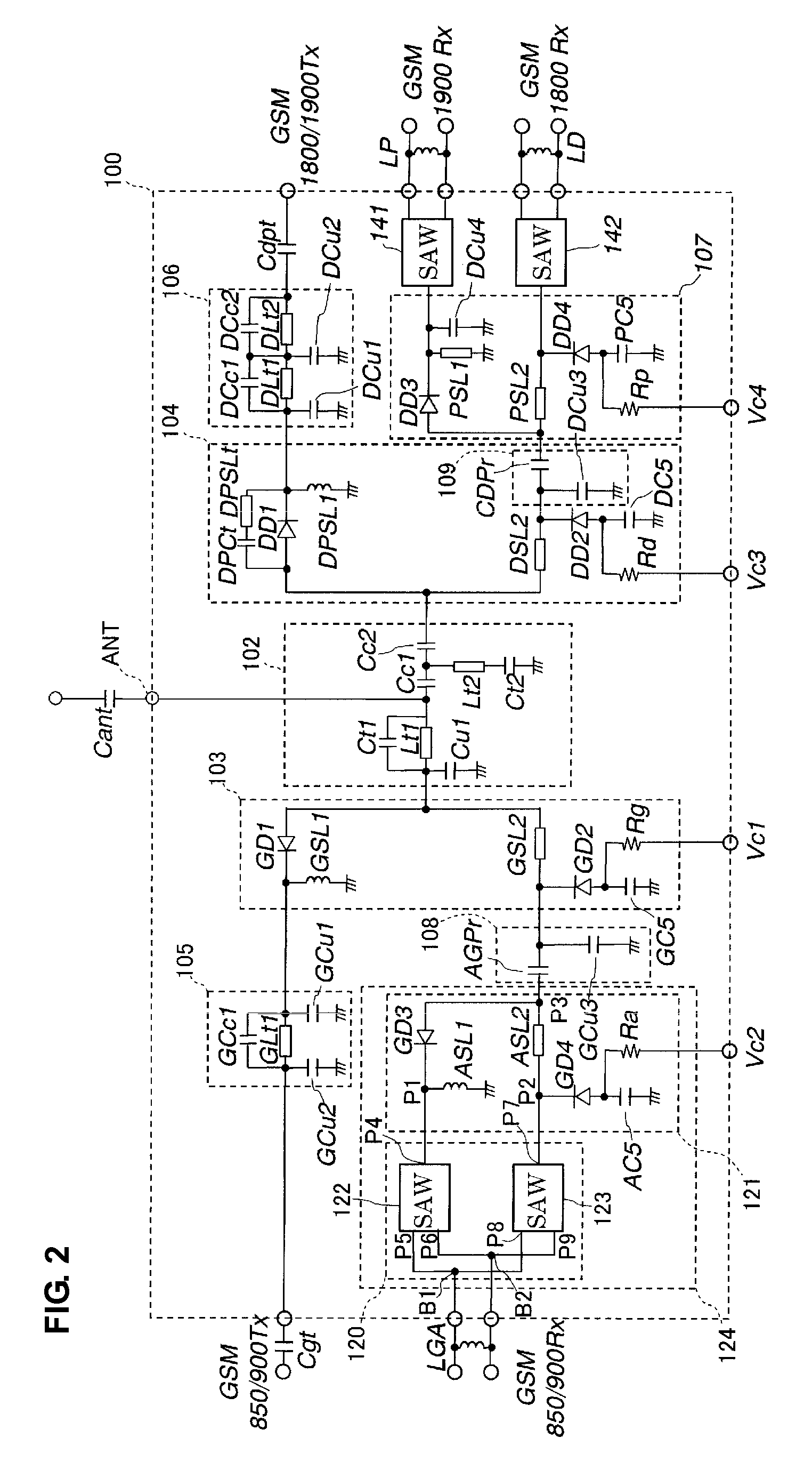 Composite high-frequency component and mobile communication apparatus