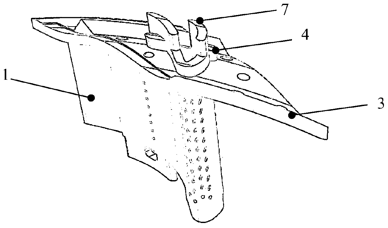 Ceramic matrix composite material fixing guider blade structure of aircraft engine and molding thereof