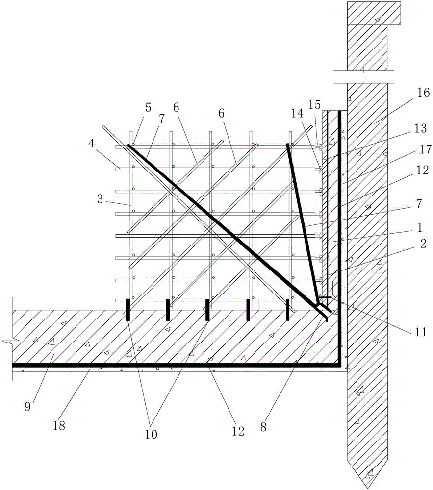 Unilateral formwork supporting construction method for basement exterior wall on basis of steel pipe truss