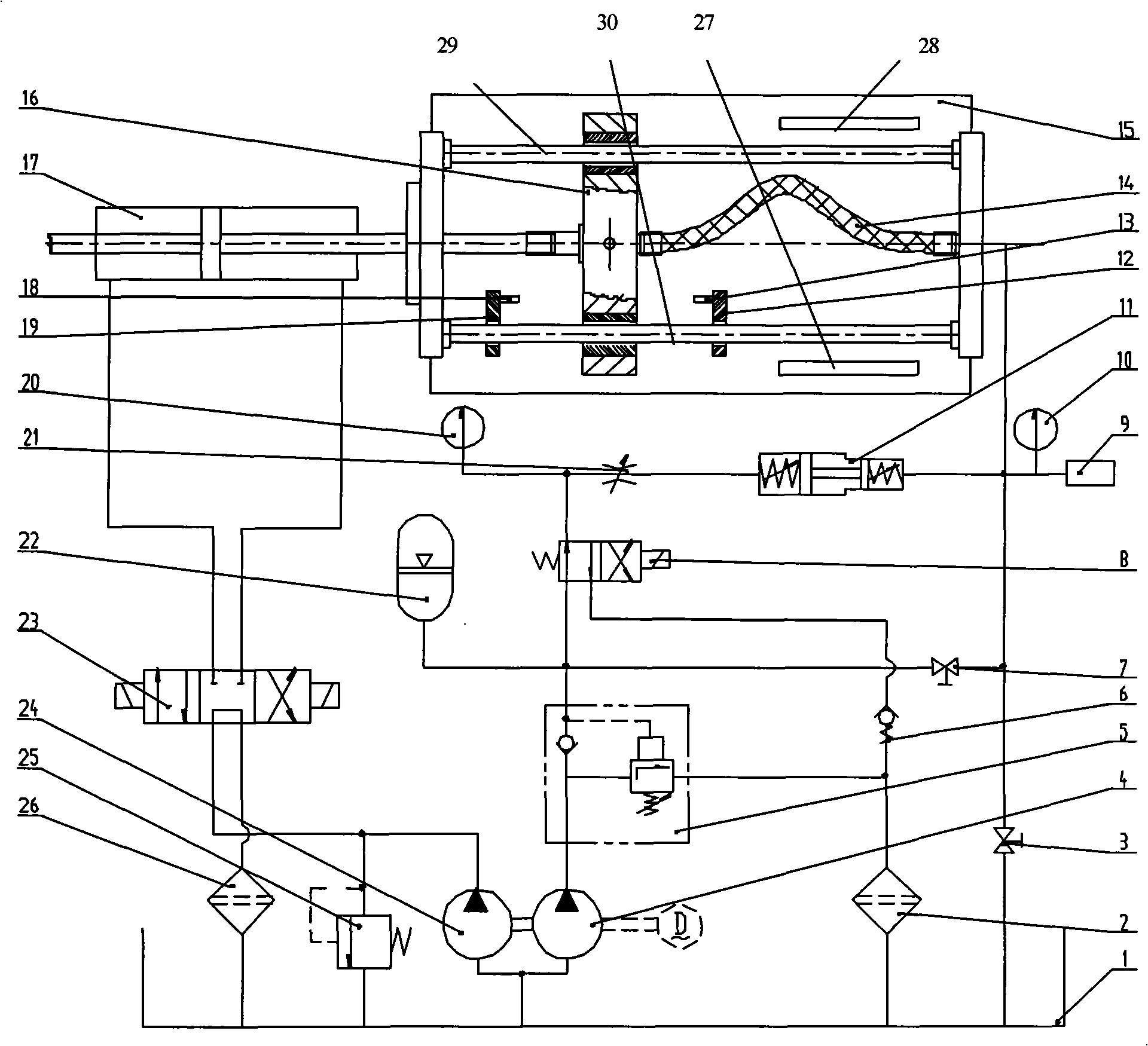 Hydraulic hose performance test experiment table