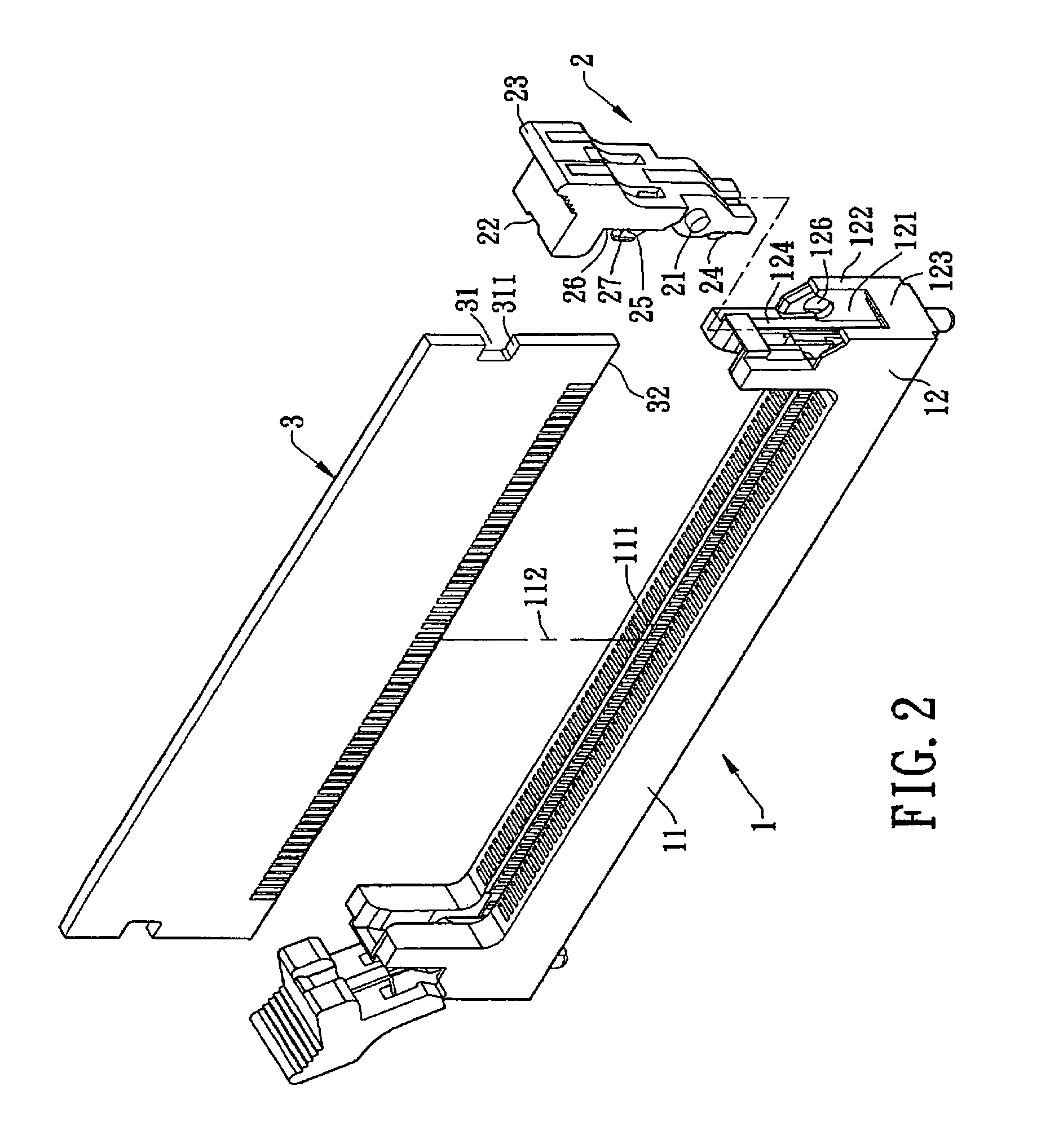 Card edge connector with a fastener with a detent portion with a snap-fitting surface