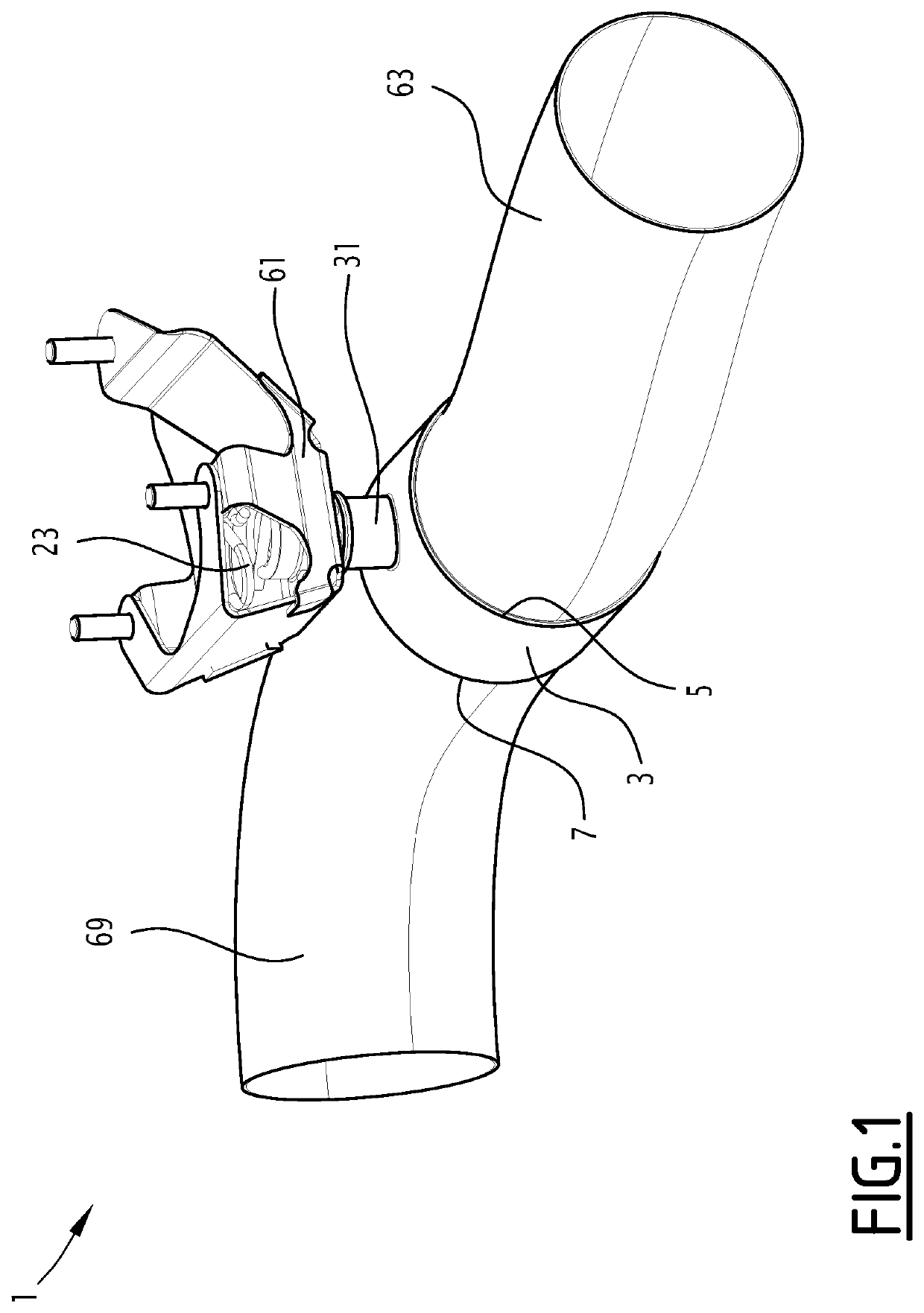 Piloted exhaust line valve and corresponding production method