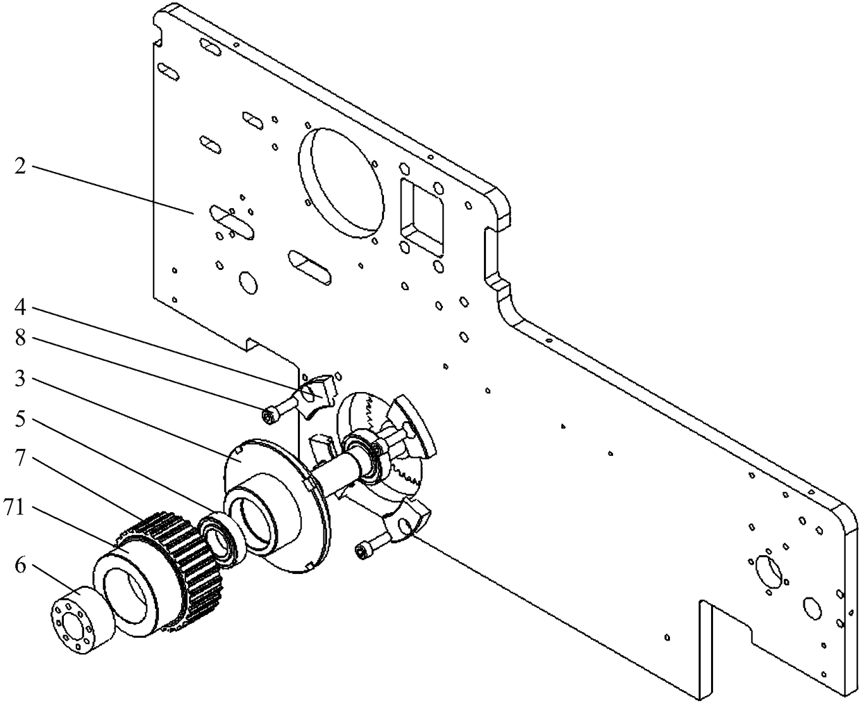 Gear adjusting device for cutting machine and cutting machine