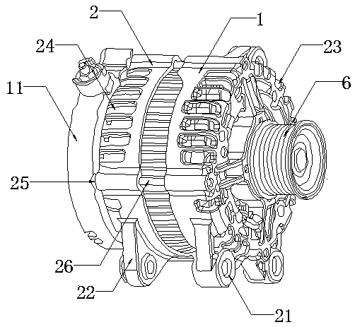 Low-noise high-heat-dissipation type automobile alternating-current generator