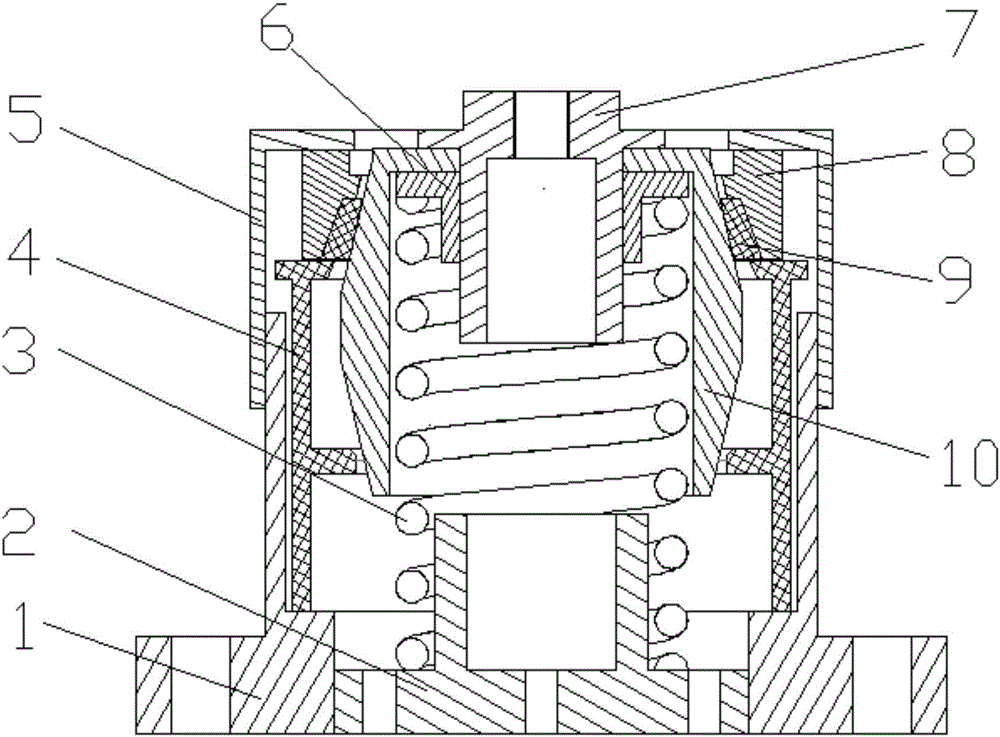 F-shaped damping type vibration isolator free of harmonic peak and damping module thereof