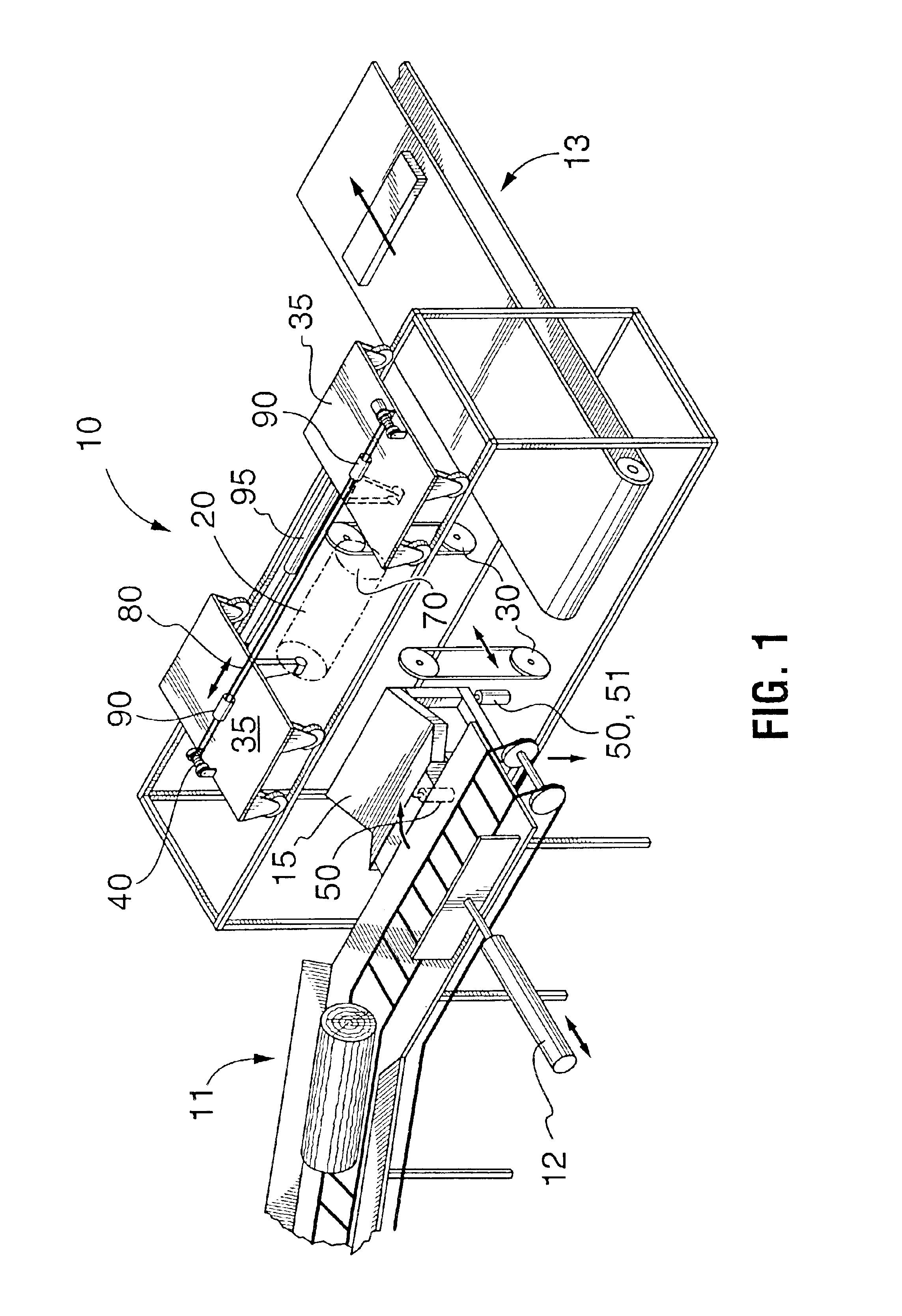 End-dogging head saw and method