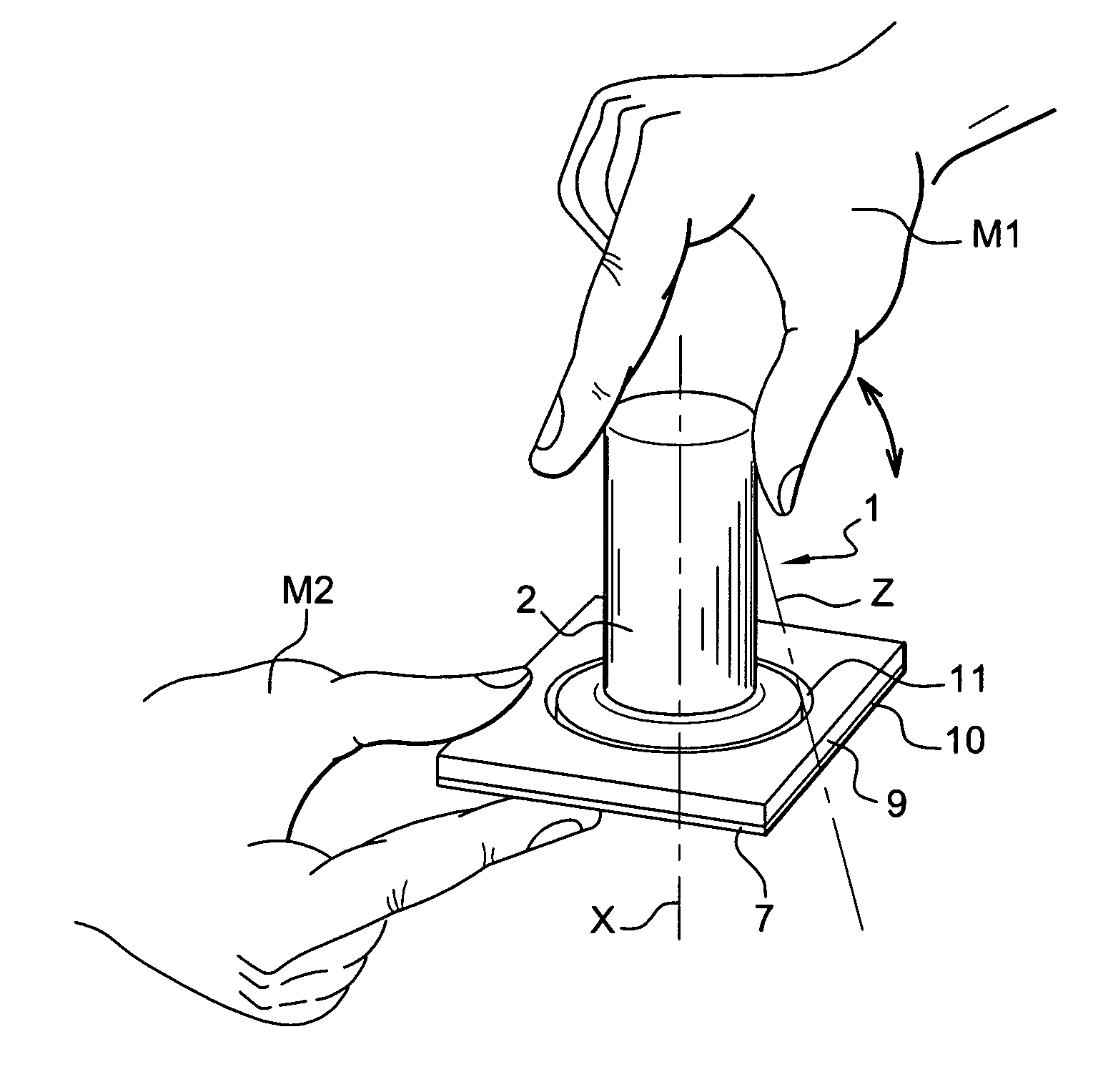 Device for packaging and application of a product