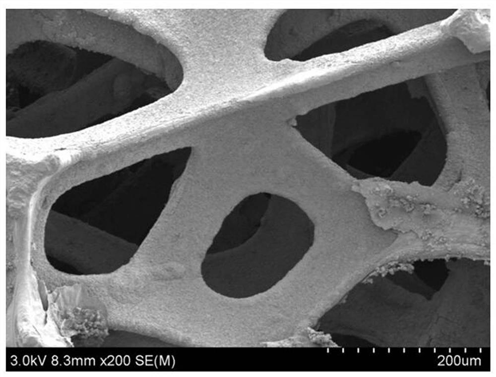 Nanoparticle-graphene-foamed nickel composite material with bionic structure, and preparation method thereof