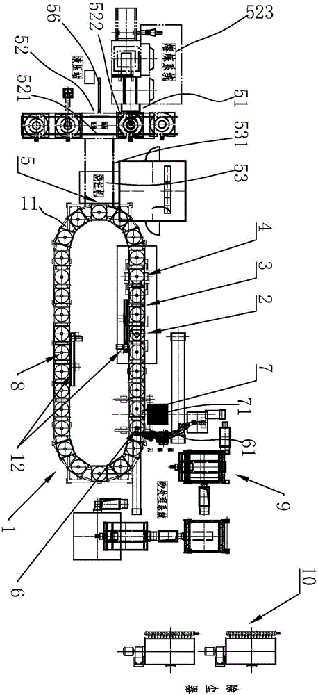 High-efficiency and energy-saving aluminum alloy evaporative pattern casting production line