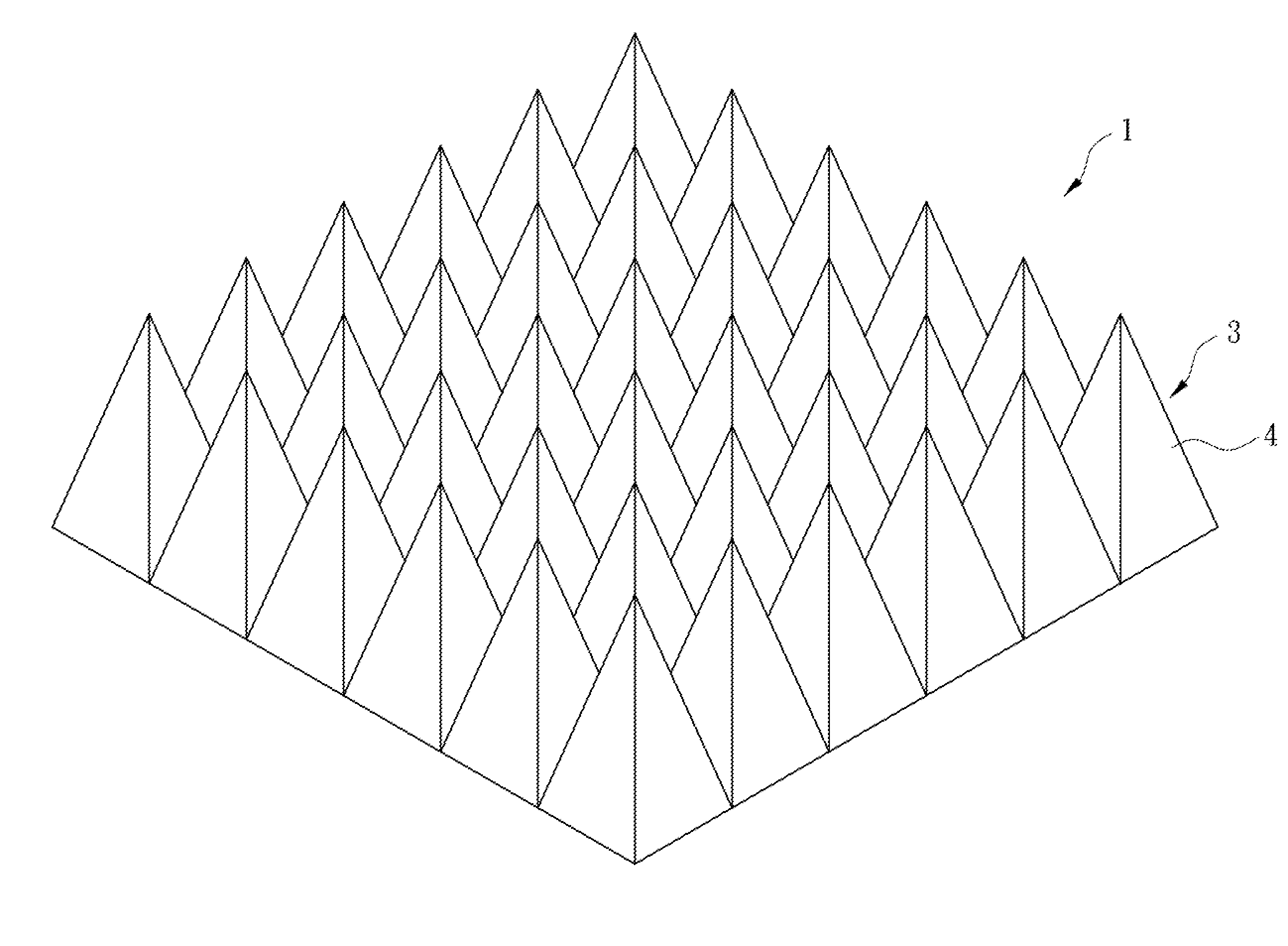 Solar power generation system with cone -shaped protrusions array