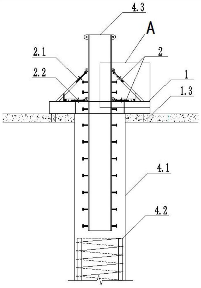 One-column-one-pile steel column positioning vertical adjustment system and construction method based on reverse method