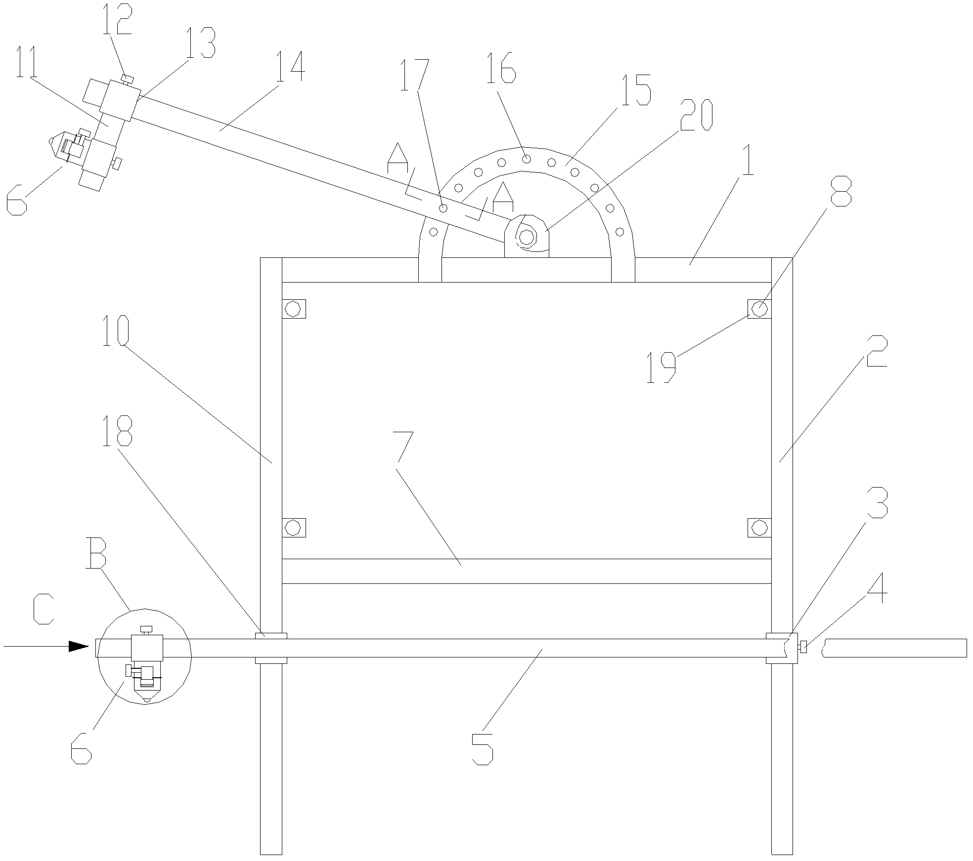 Tunneling embrasure positioning and guiding device and using method thereof