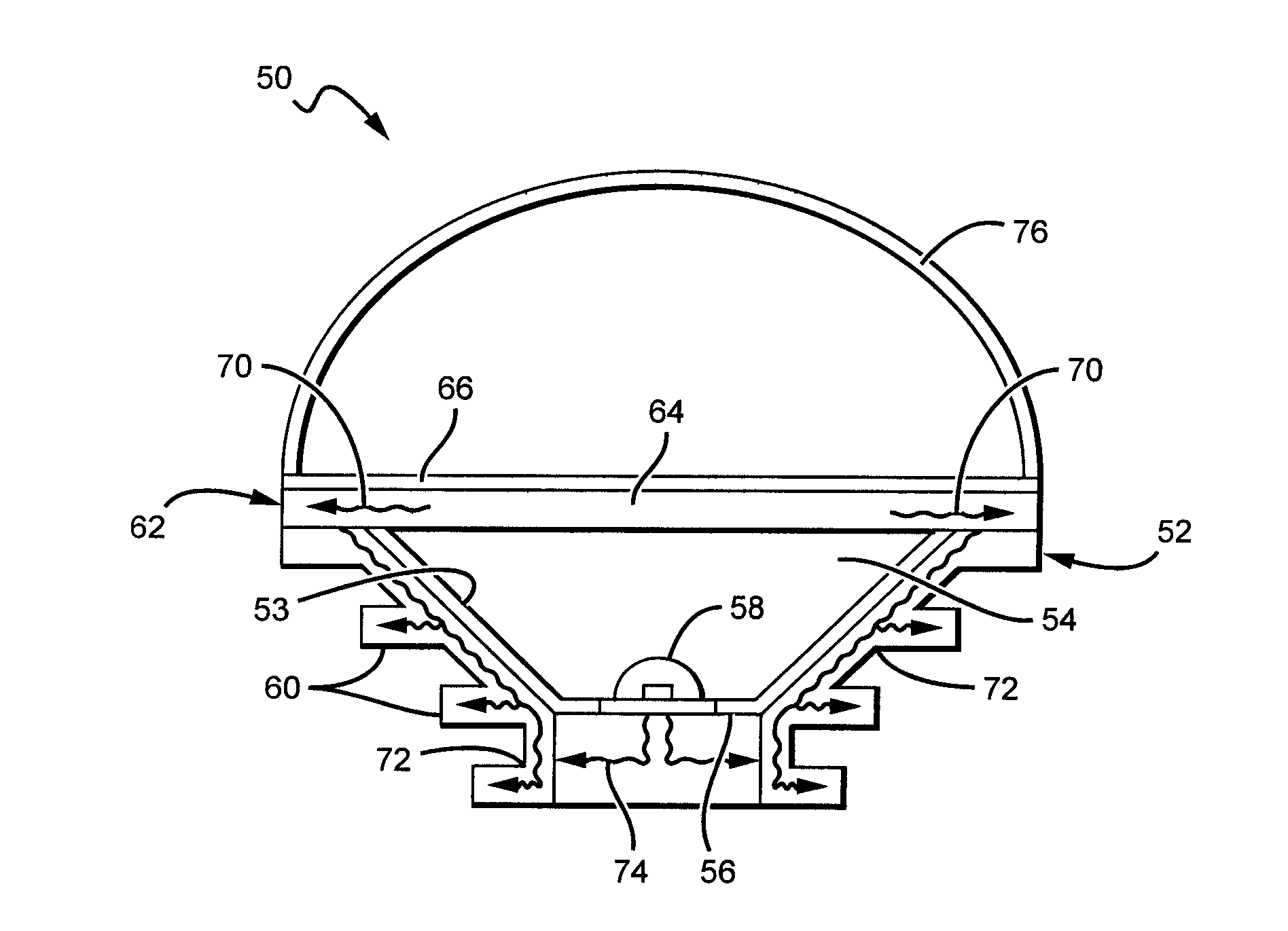 LED lamp with remote phosphor and diffuser configuration