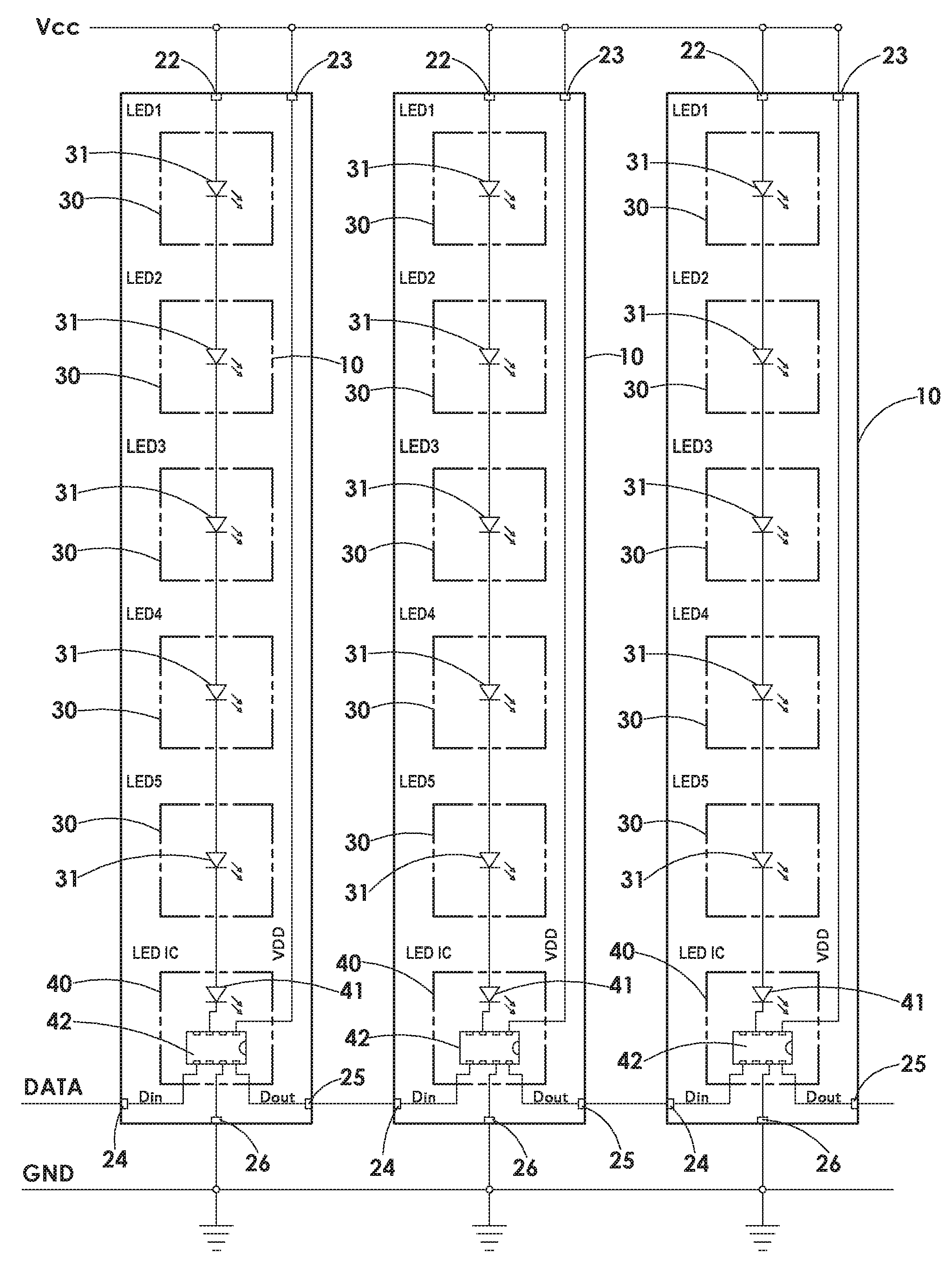 Light emitting diode light strip unit structure