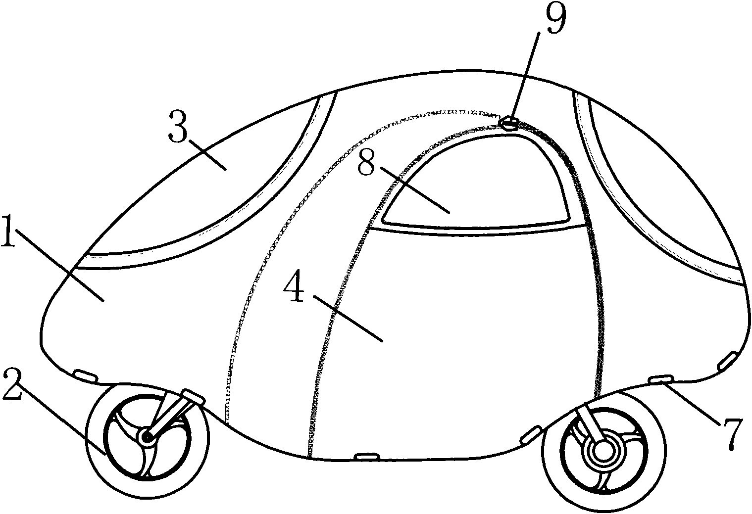 Light vehicle adopting inflatable body as safe protection