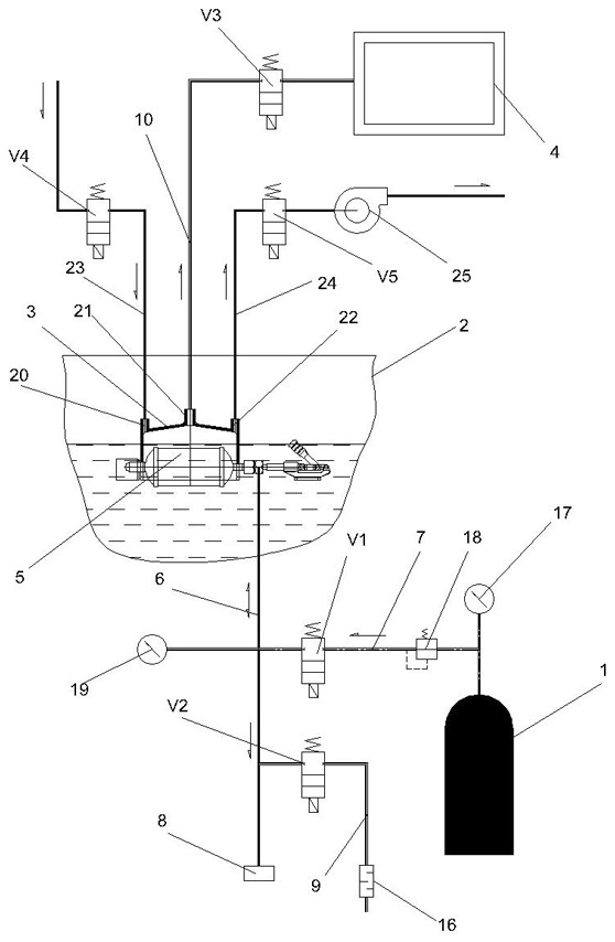 Gas-collecting hood method leakage detection system for liquid accumulator leakage detection and leakage detection method thereof