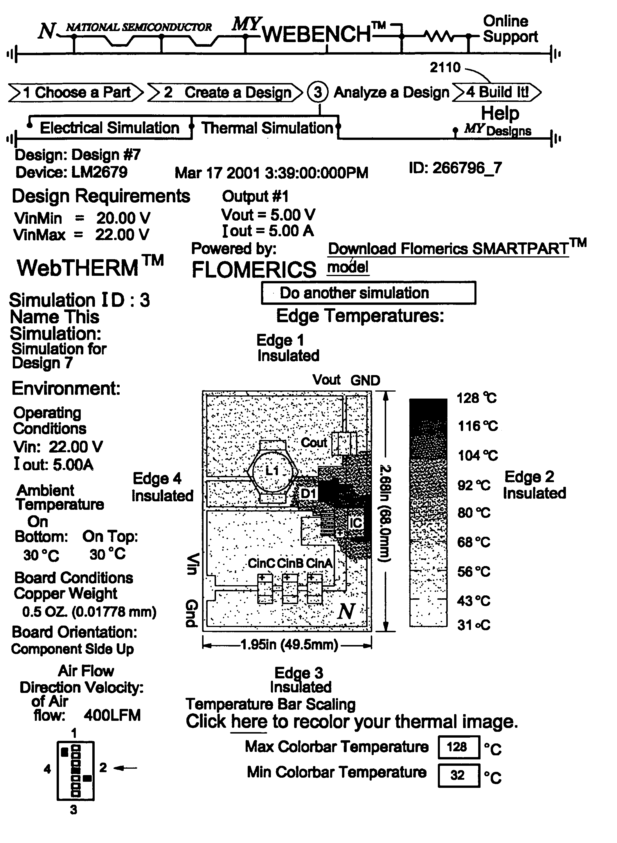 Method to perform thermal simulation of an electronic circuit on a network