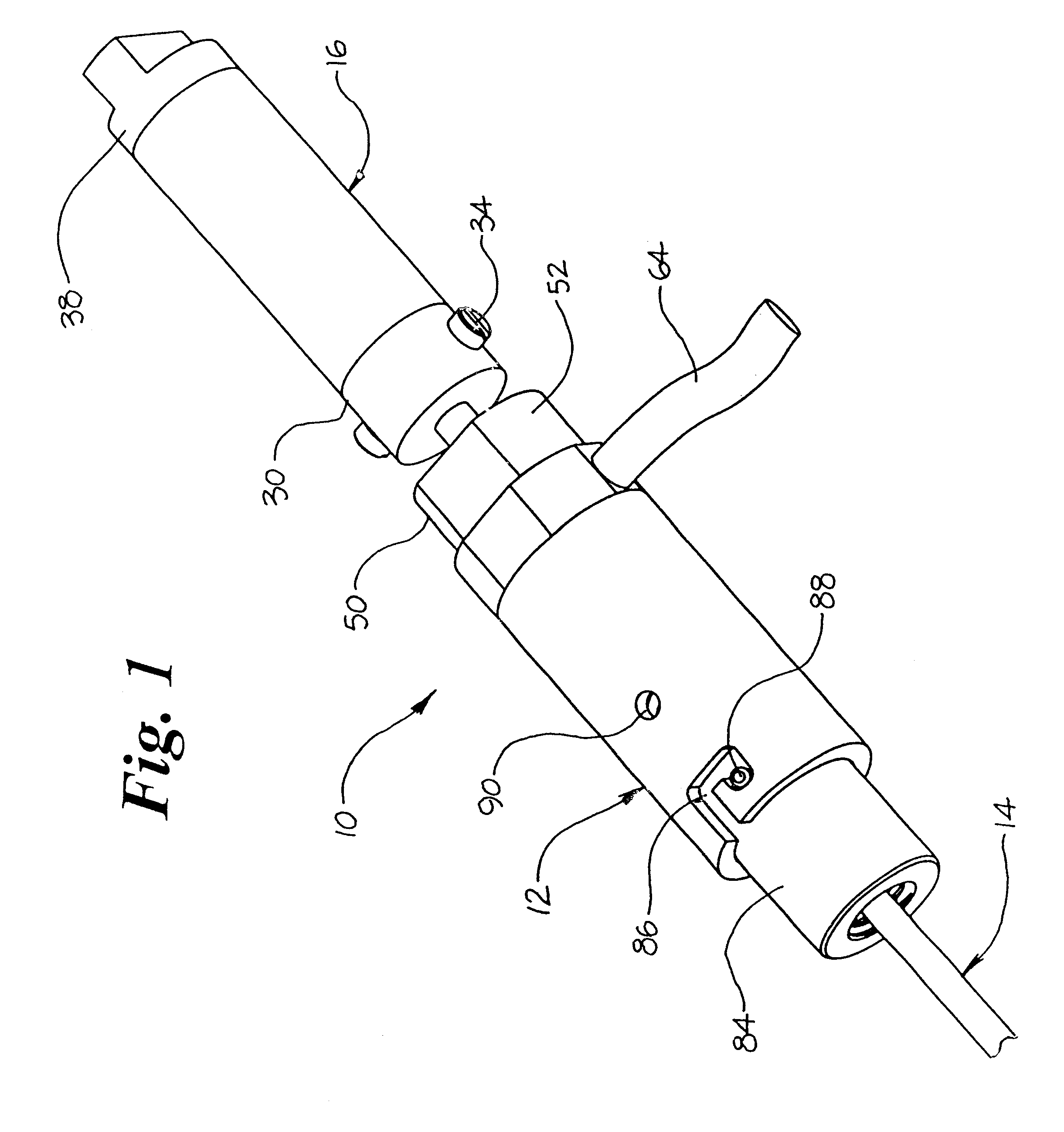 Device for inserting fill material particles into body cavities