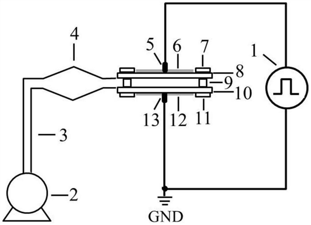 Method for generating large-volume uniform plasma in air flow or nitrogen flow