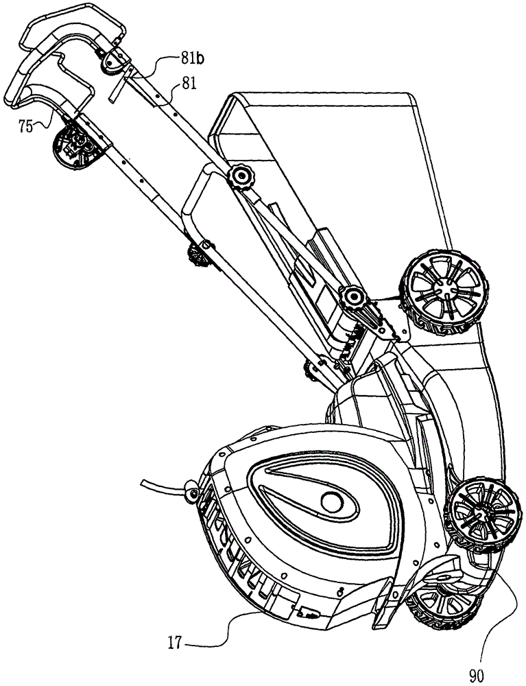 Blocked-grass lower-poking and upper-cutting mechanism for cleaning grass discharging passage of hand mower