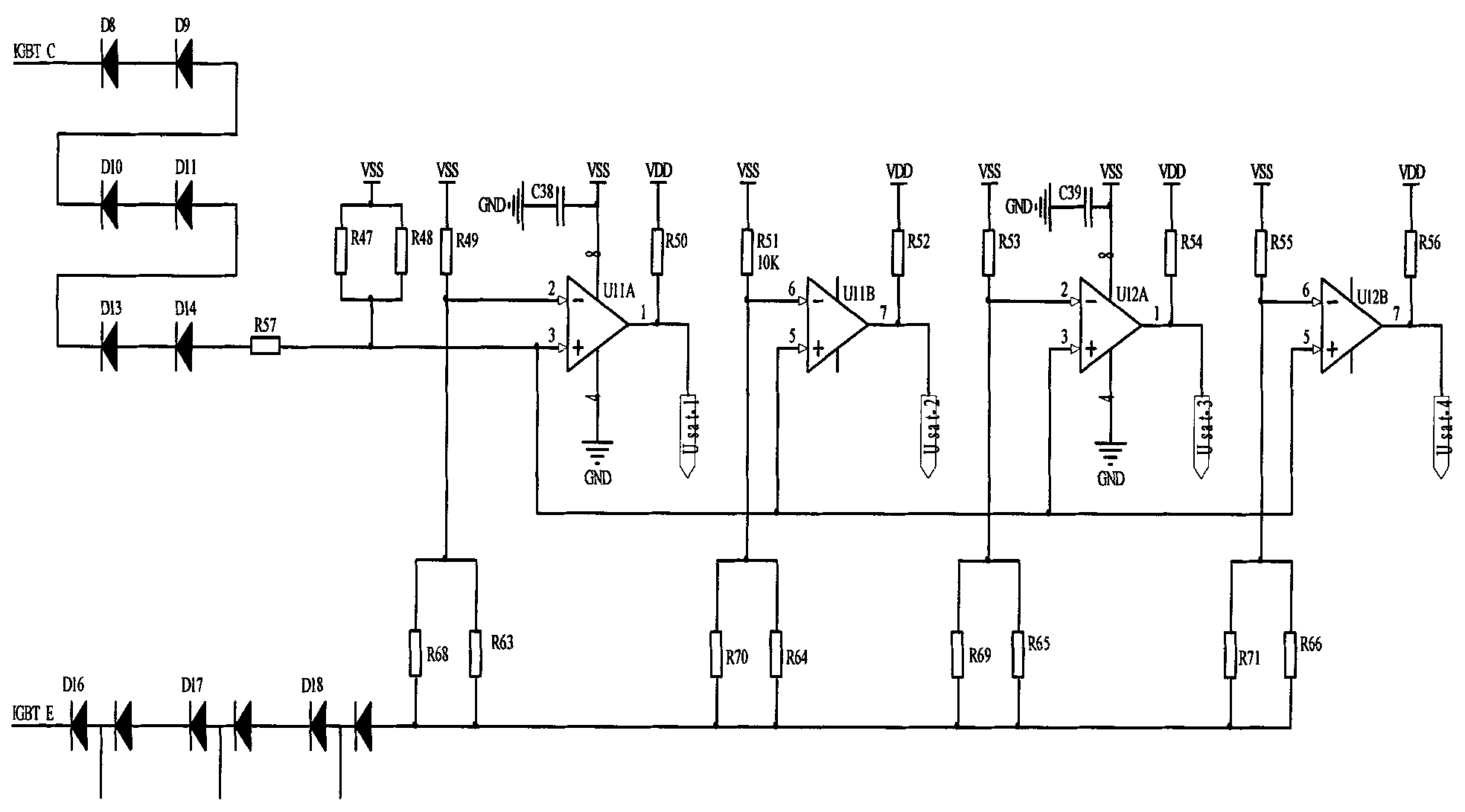 Digital intelligent driving device of high-power IGBT (insulated gate bipolar translator)