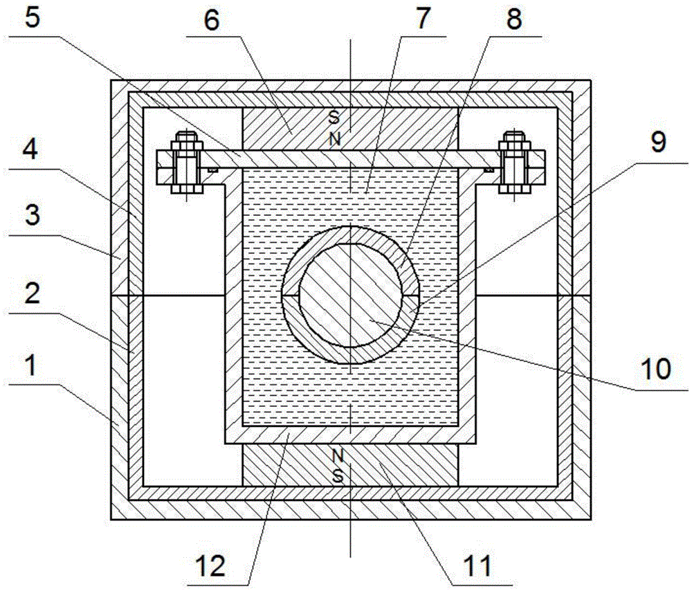 Damping vibration absorber with magnetism-isolating covers, magnetic liquid and application of first-order buoyancy principle