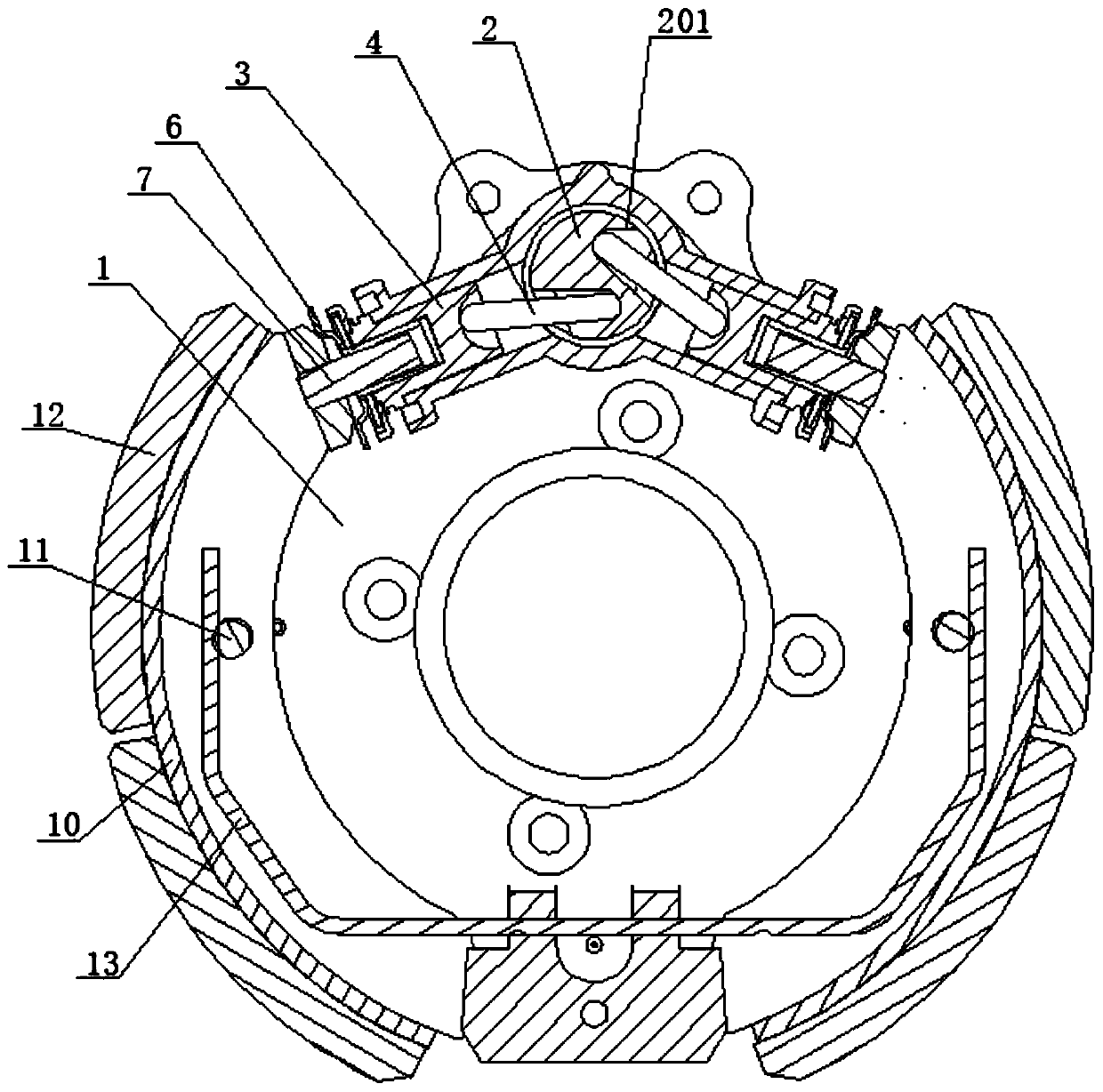 Self-adjusting type crank drum type brake