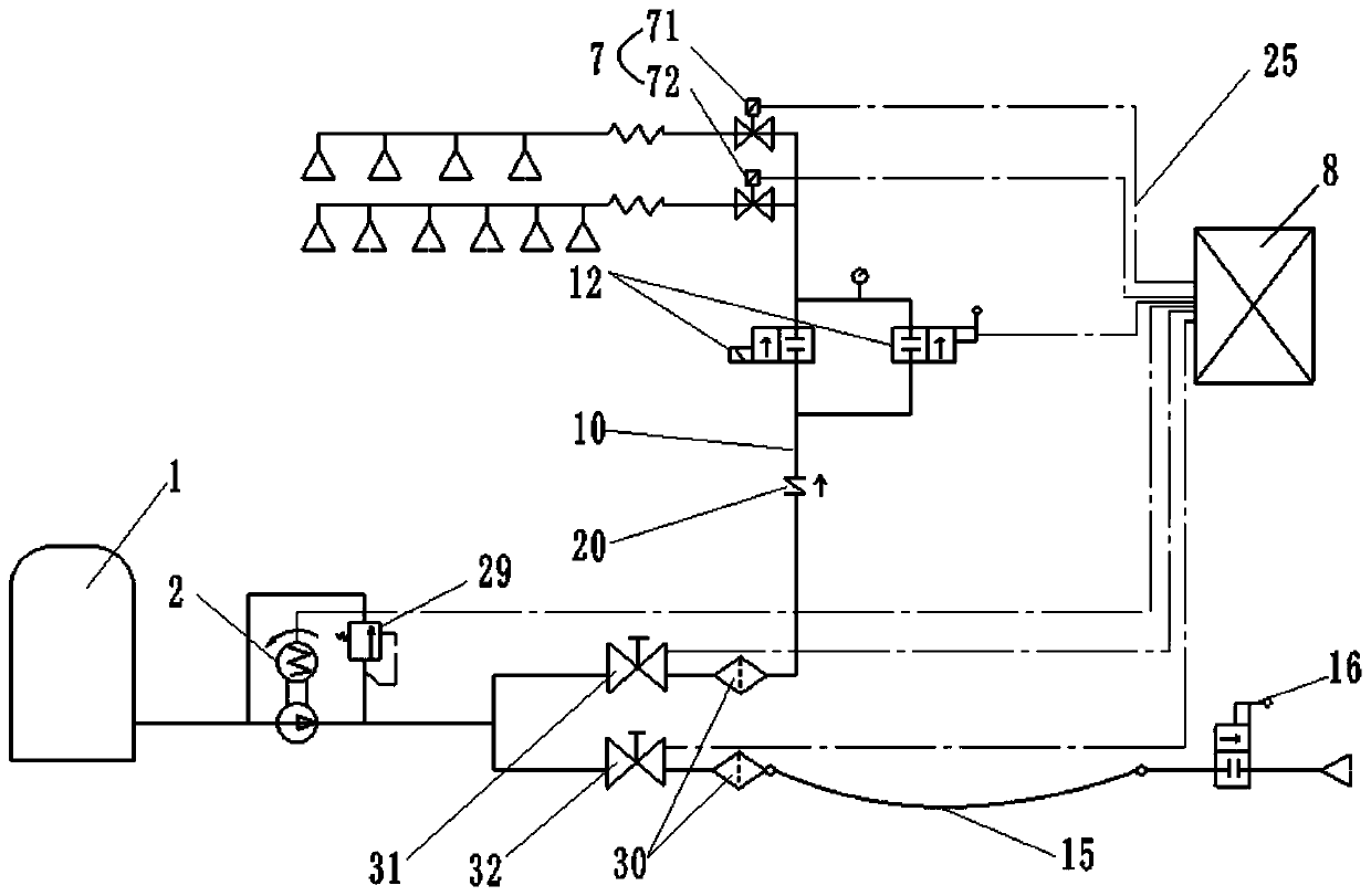 Vehicle-mounted protection fire extinguishing device for anti-riot armored vehicle