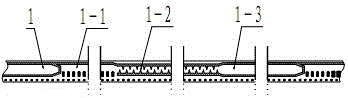 A continuous strip type drip irrigation head pressure injection molding mold